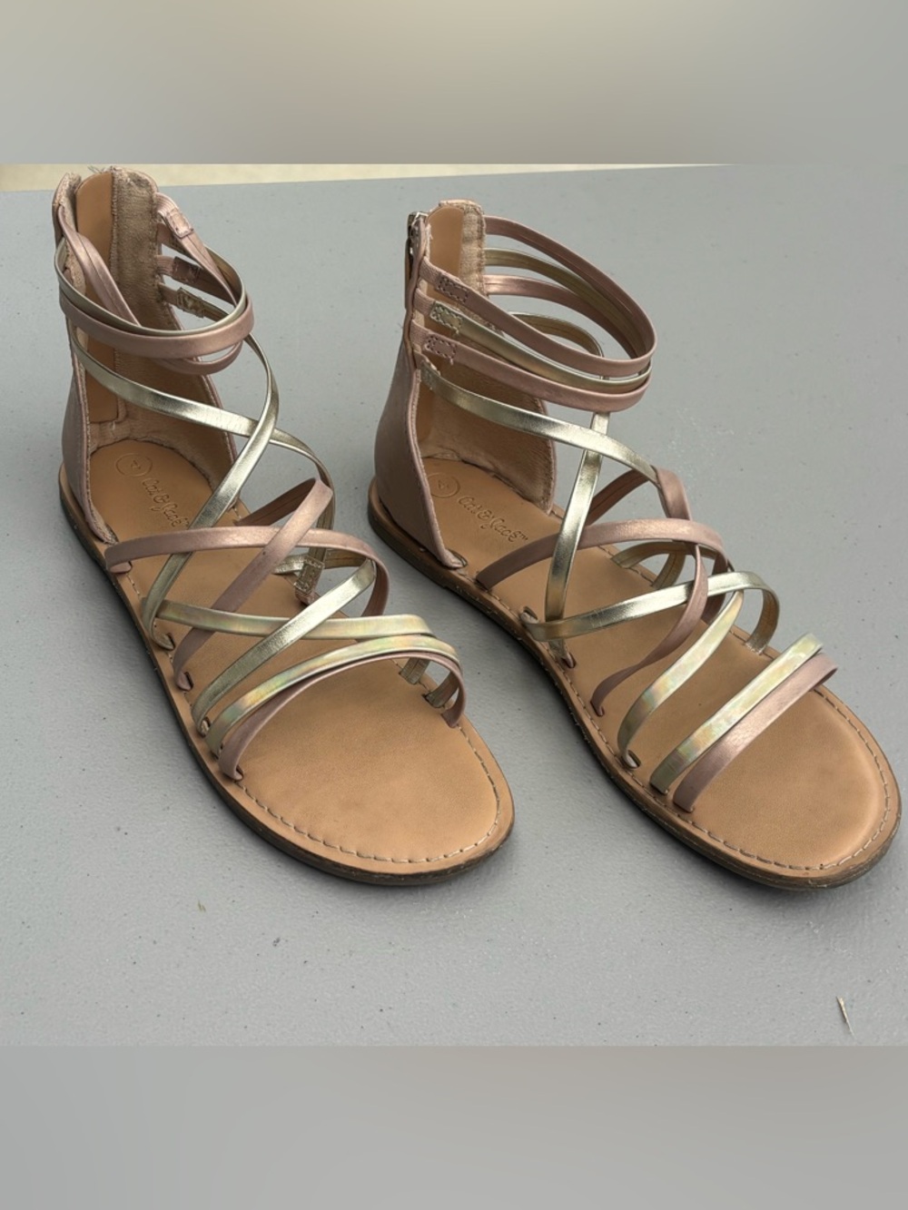 Cat & Jack Metallic Rose Gold Strappy Gladiator Sandals